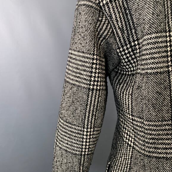 MICHAEL by MICHAEL KORS Size S Black White Wool Blend Plaid Double Breasted Coat - Picture 6 of 12